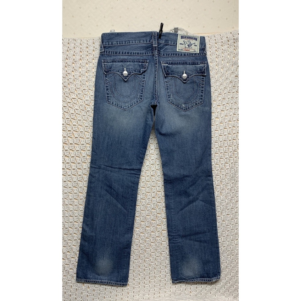 True‎ Religion World Tour Section Straight Jeans Men 34 Apprx 36x32 Blue Denim